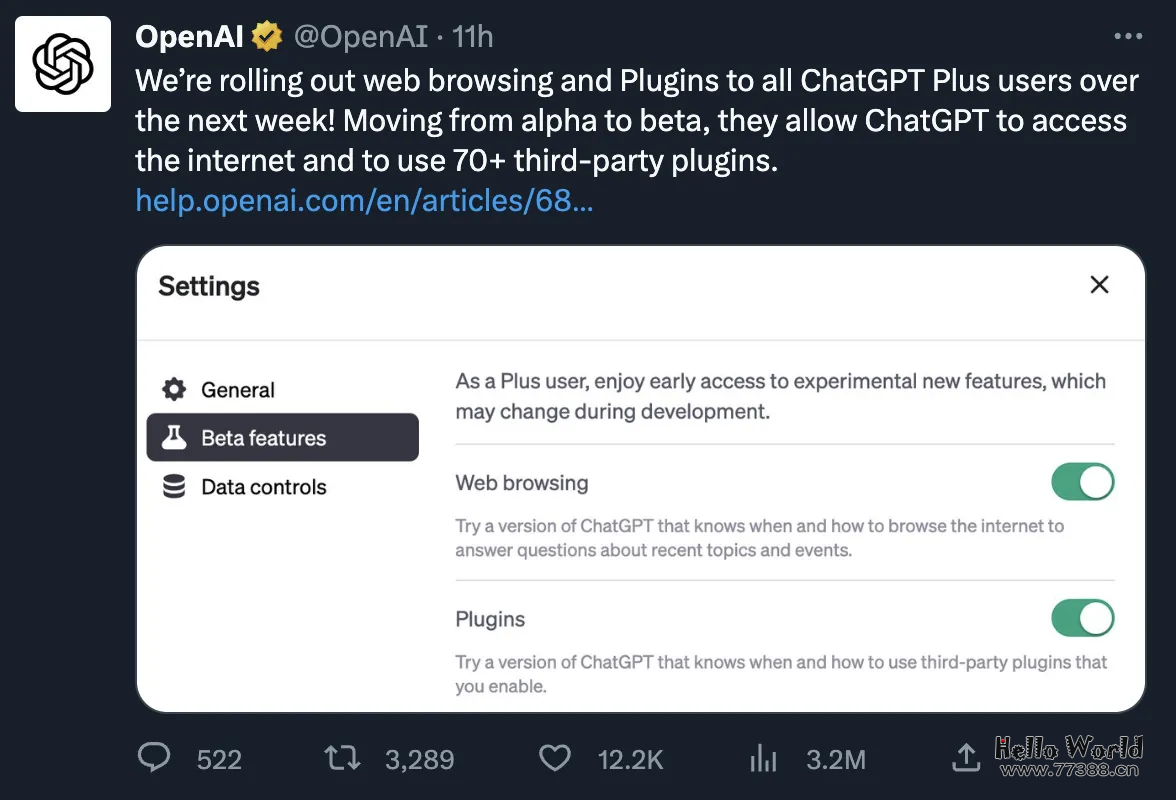 ChatGPT 发布重磅更新,插件系统即将上线!